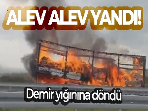 Çanakkale'de seyir halindeki tırın dorsesinde yangın çıktı