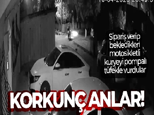 Sipariş verip bekledikleri motosikletli kuryeyi pompalı tüfekle vurdular