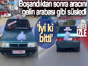 Boşandıktan sonra aracını gelin arabası gibi süsledi, ayrılığı şehir turu yaparak kutladı