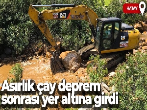 Asırlık çayın deprem sonrası yer altına girmesi böyle görüntülendi