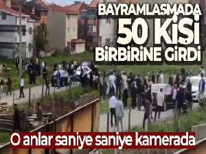 Bayramlaşmada 50 kişinin birbirine girdiği kavga, saniye saniye kamerada