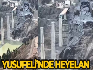 Yusufeli'nde heyelan meydana geldi