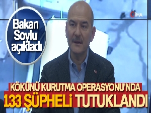 Bakan Soylu: 'Kökünü Kurutma Operasyonu'nda 133 şüpheli yakalandı'