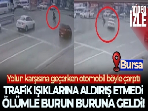 Bursa'da yolun karşısına geçen bisikletli adama otomobil böyle çarptı