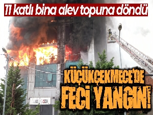 Küçükçekmece'de Akit Medya grubunun içerisinde bulunduğu 11 katlı binadaki yangın devam ediyor