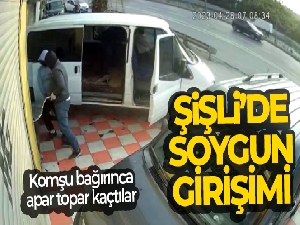 Şişli'de minibüsle soygun girişimi kamerada: Komşu bağırınca apar topar kaçtılar