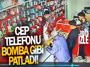 Telefon bataryasının patlama anı kameraya yansıdı