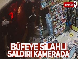 Beyoğlu'da büfeye silahlı saldırı güvenlik kamerasında