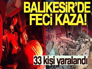 Susurluk'ta otobüs tıra arkadan çarptı