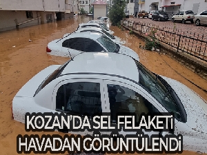 Kozan'da sel felaketi havadan görüntülendi