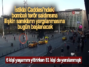 İstiklal Caddesi'ndeki bombalı terör saldırısına ilişkin sanıkların yargılanmasına bugün başlanacak