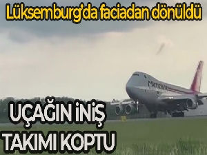 Acil iniş yapan kargo uçağının iniş takımı koptu