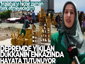 Depremde yıkılan dükkanın enkazında hayata tutunmaya çalışıyor