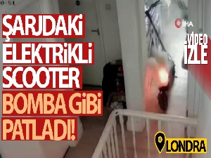 Şarjdaki elektrikli scooter bomba gibi patladı