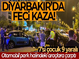 Otomobil park halindeki araçlara çarptı: 7'si çocuk 9 yaralı