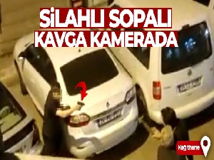 Kağıthane'de silahlı sopalı kavga kamerada