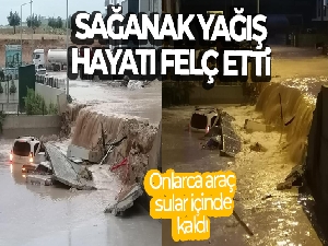 Mersin'de yağmur etkili oldu, onlarca araç sular içinde kaldı