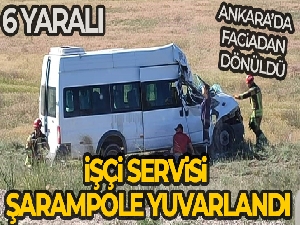 İşçi servisi şarampole yuvarlandı: 6 yaralı