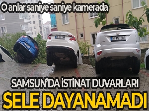 Samsun'da istinat duvarları sele dayamadı: 10 araç ve 1 tekne zarar gördü