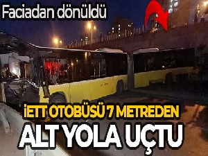 Başakşehir'de İETT otobüsü 7 metre yükseklikten alt yola düştü: 1 yaralı
