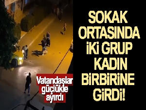 İstanbul'da iki grup kadının saç saça baş başa kavgası kamerada