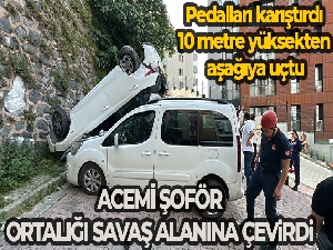 İstanbul'da feci kaza: Araç kullanmayı öğrenirken, pedalları karıştırdı 10 metreden aşağıya uçtu