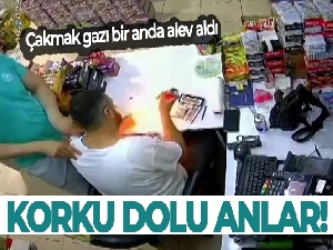 Pendik'te çakmak gazı bir anda alev aldı