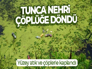 Edirne'de Tunca Nehri plastik atıklar ve çöplerle kaplandı