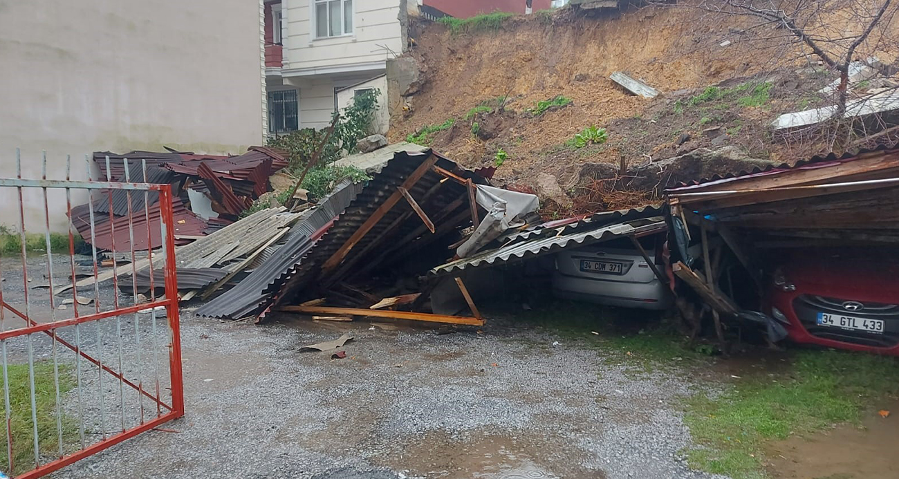 Sarıyer’de istinat duvarı çöktü!