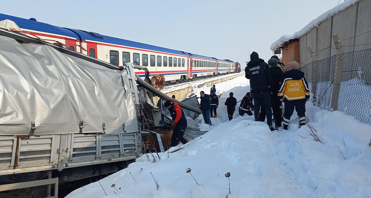 Hayvan yüklü tıra tren çarptı: Ölü ve yaralılar var