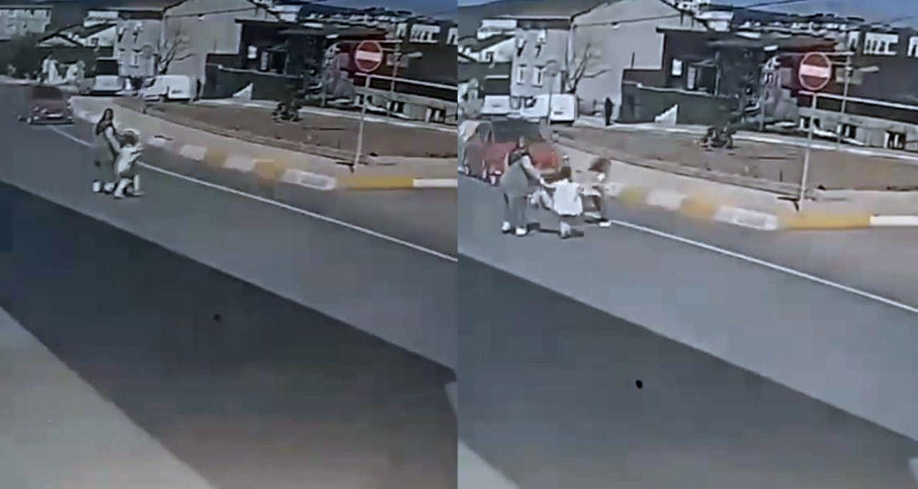 Sultanbeyli’de otomobilin çarptığı kız çocuğu metrelerce savruldu, kaza anı kamerada