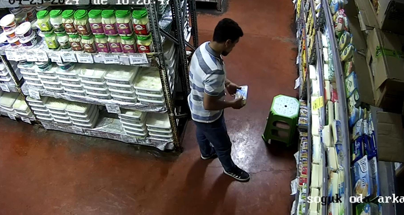 Şanlıurfa’da markette kaşar peynir hırsızlığı kameraya yansıdı