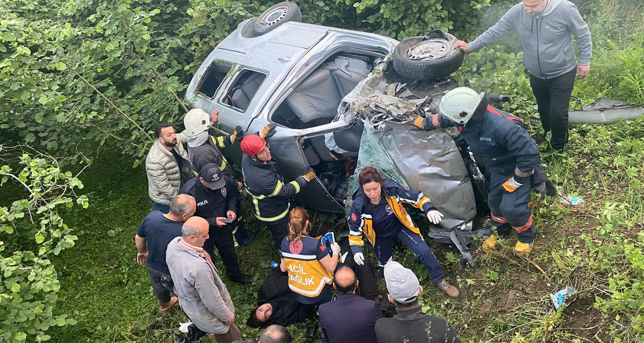 Ordu’da kontrolden çıkan araç bahçeye uçtu: 5 yaralı