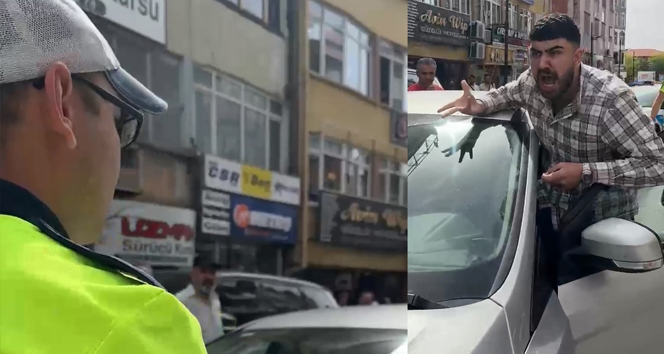 Aracını polisin üzerine sürdü, sonra bağırıp araç camına vurdu