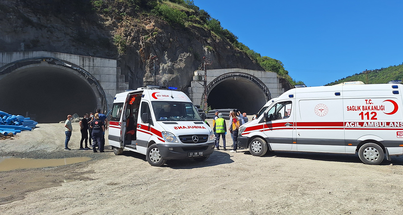Trabzon’da tünel inşaatında iskele çöktü: 5 işçi yaralandı