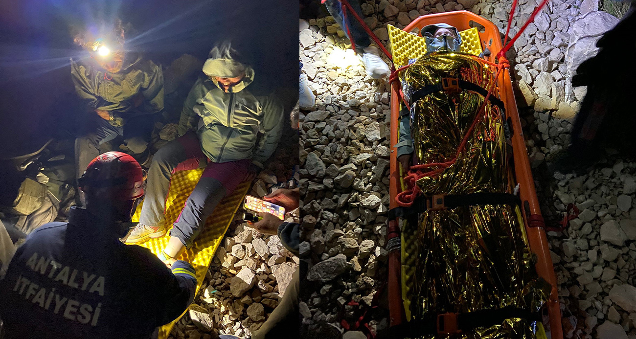 Turistler mahsur kaldıkları yerden 11 saatlik çalışmanın ardından kurtarıldılar