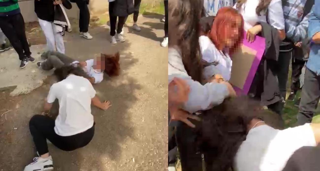 Ortaokul öğrencileri birbirine girdi: Saç saça kavga ettiler