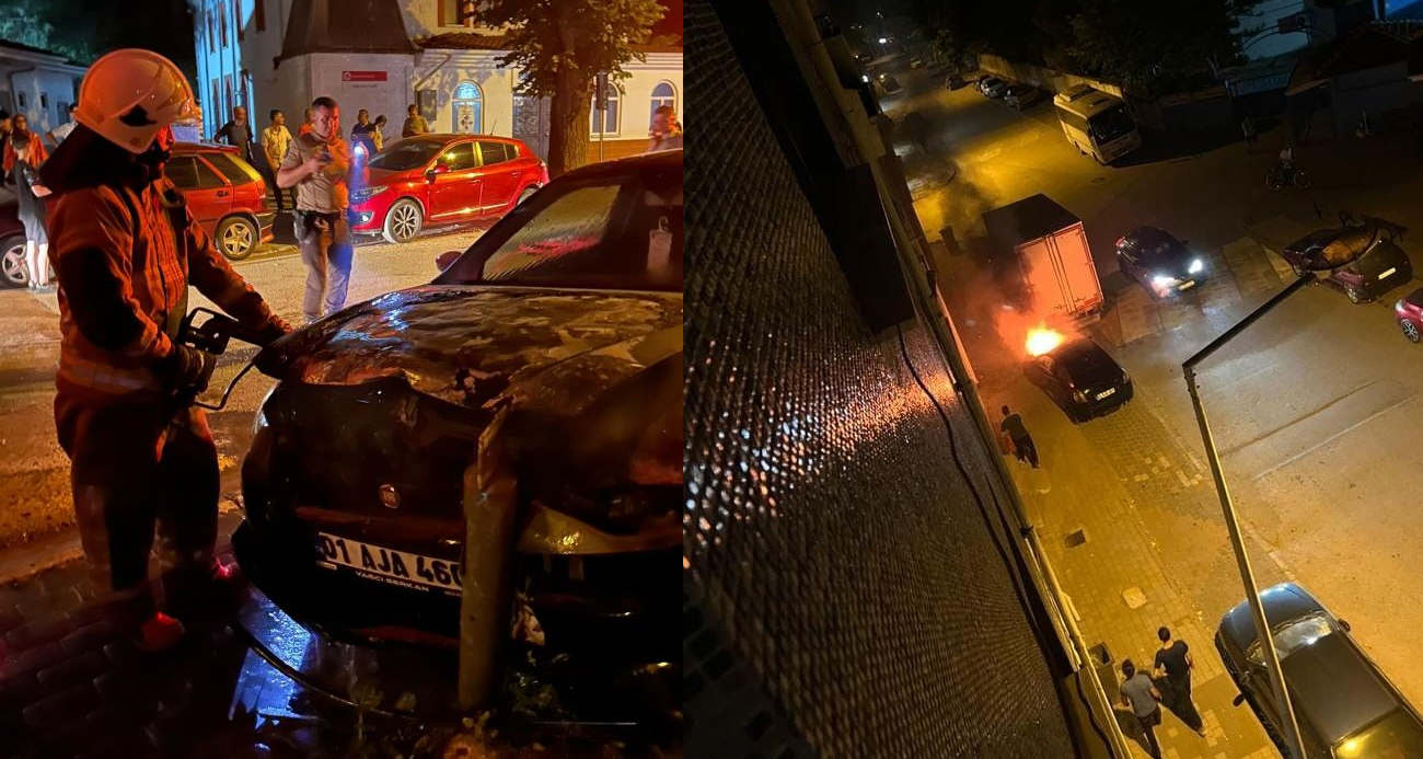 Aniden çalışıp seyir haline geçen araç alev alev yandı