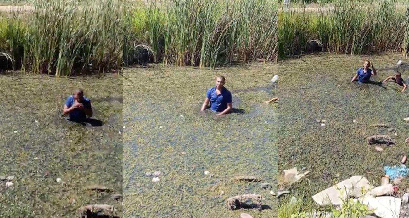 Jandarmadan kaçmak için bataklığa saklandı, kaçamadı