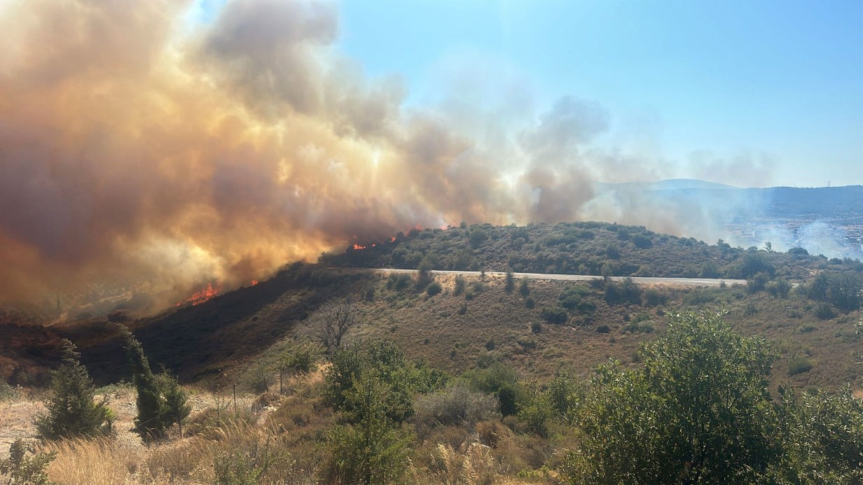 İzmir’de ormana sirayet eden yangına havadan ve karadan müdahale