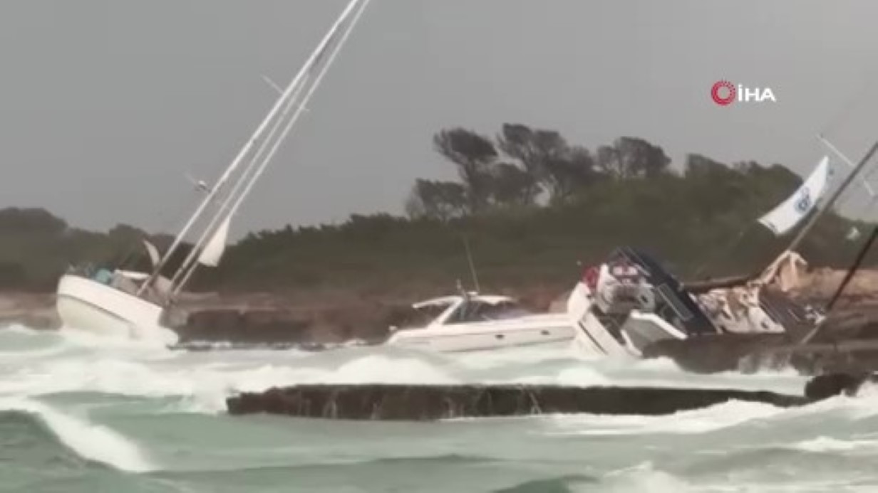 İspanya'yı fırtına vurdu: Onlarca lüks tekne alabora oldu