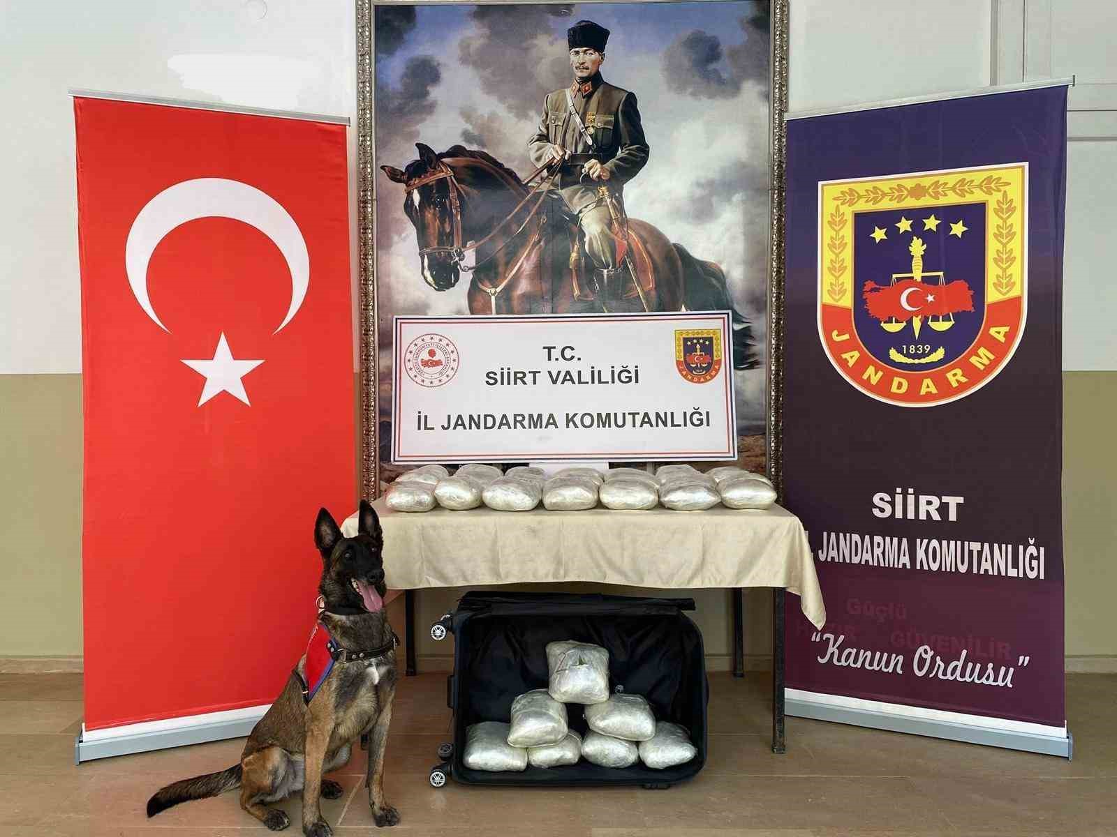 Siirt’te yolcu otobüsüne emanet olarak verilen valizden 40 kilo esrar çıktı