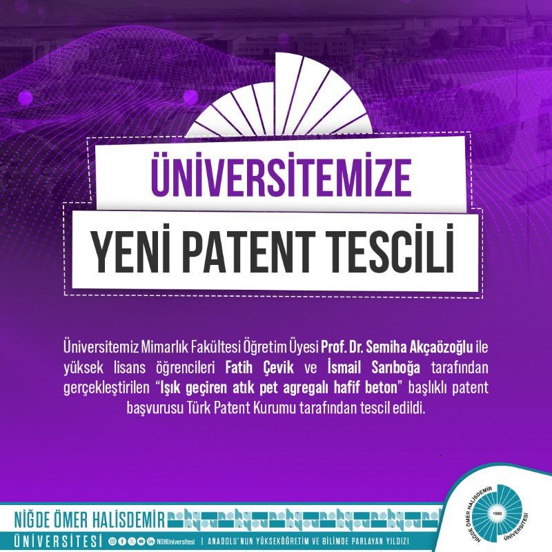 Niğde Ömer Halisdemir Üniversitesi’nin başvuruları tescillenmeye devam ediyor