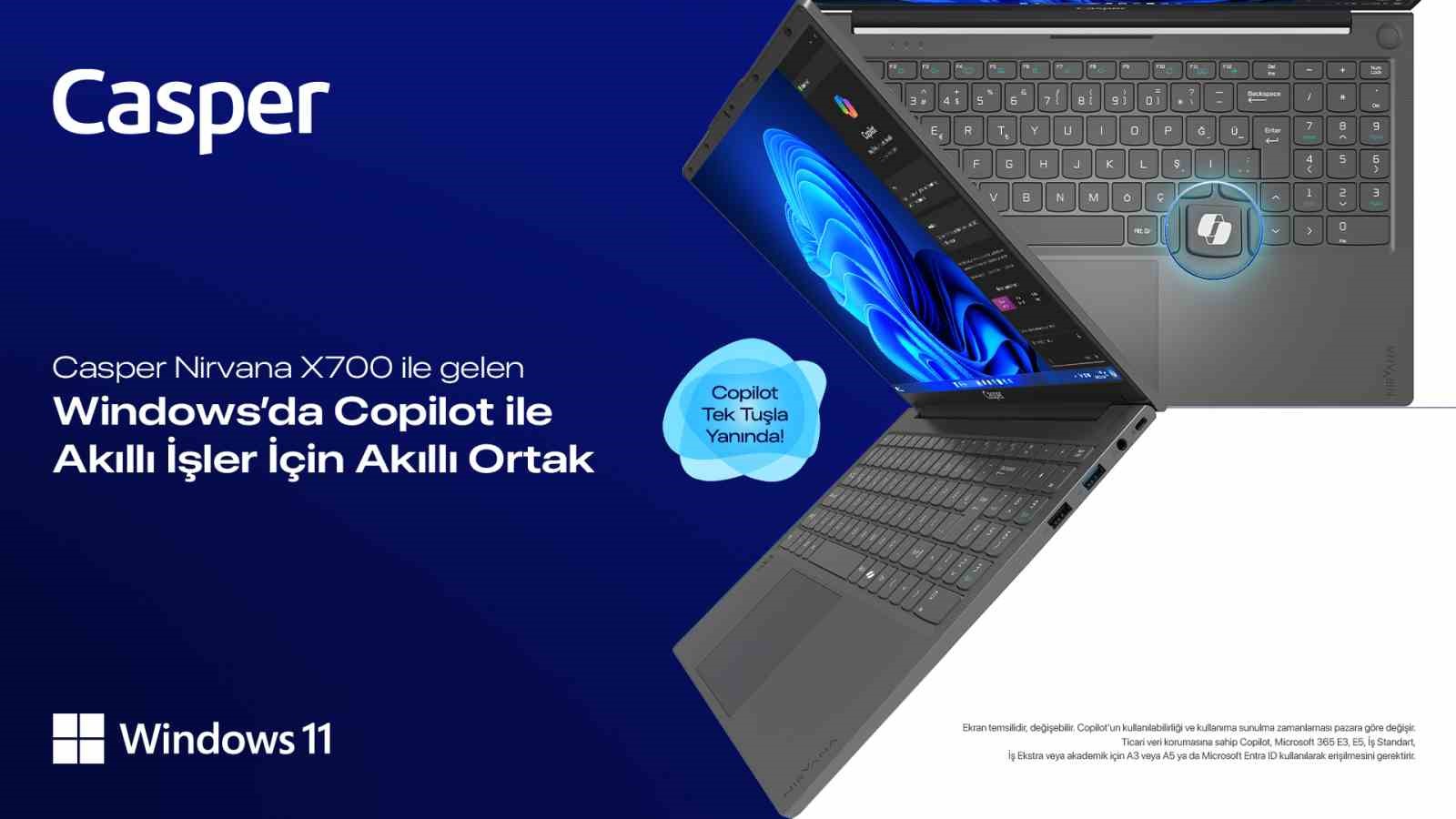 Casper Nirvana bilgisayarlar Windows 11 Pro ile maksimum güvenlik ve verimlilik sunuyor