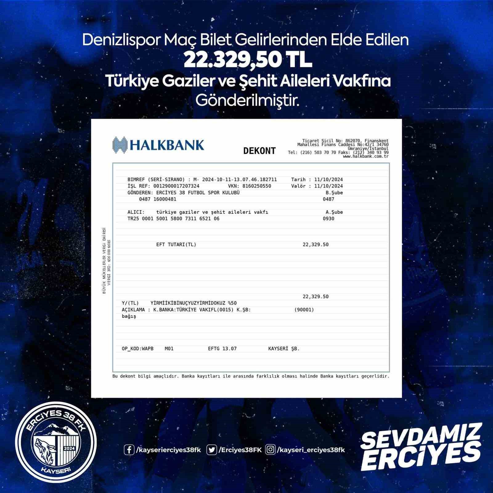 Erciyes 38 FK’dan örnek davranış