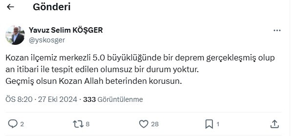 Adana Valisi Köşger: 