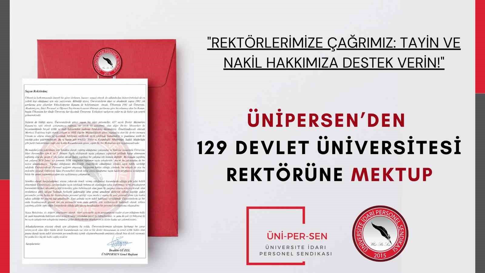 Ünipersen’den 129 Devlet Üniversitesi Rektörüne mektup