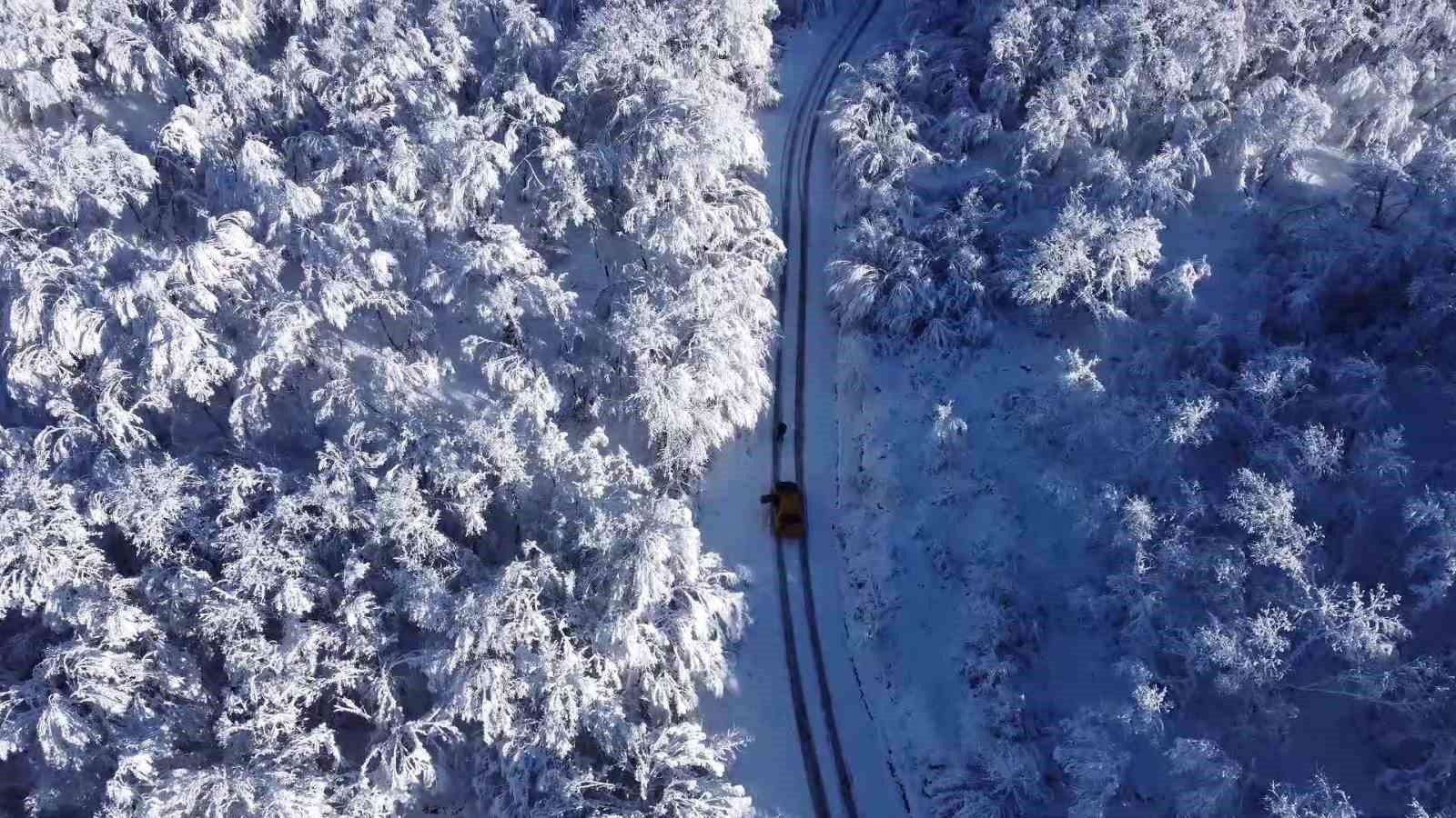 Karabük’te kar manzaraları dronla görüntülendi