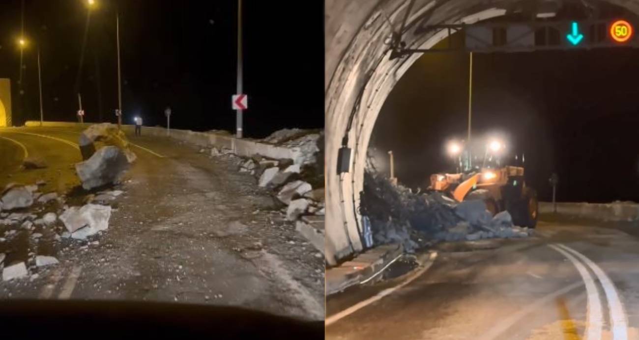 Artvin’de tünel girişinde heyelan: Yol trafiğe kapandı