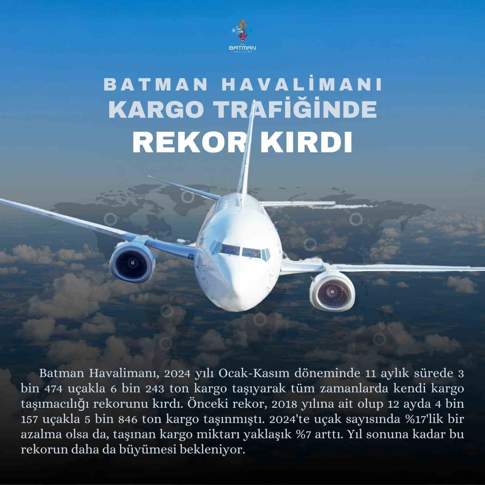 Batman Havalimanında kargo-yük trafiğinde tarihi rekor